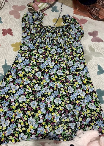 Çiçek Desenli Bohem Midi Elbise - Görsel 2