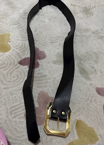 Altın Tokalı Siyah Deri Kadın Kemer - Görsel 3