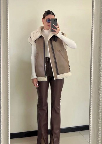 Zara Zara Suni Kürklü Süet Yelek