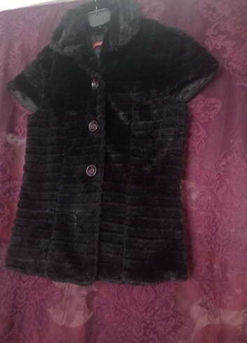 Peluş kürklü tüylü yelek - Görsel 6