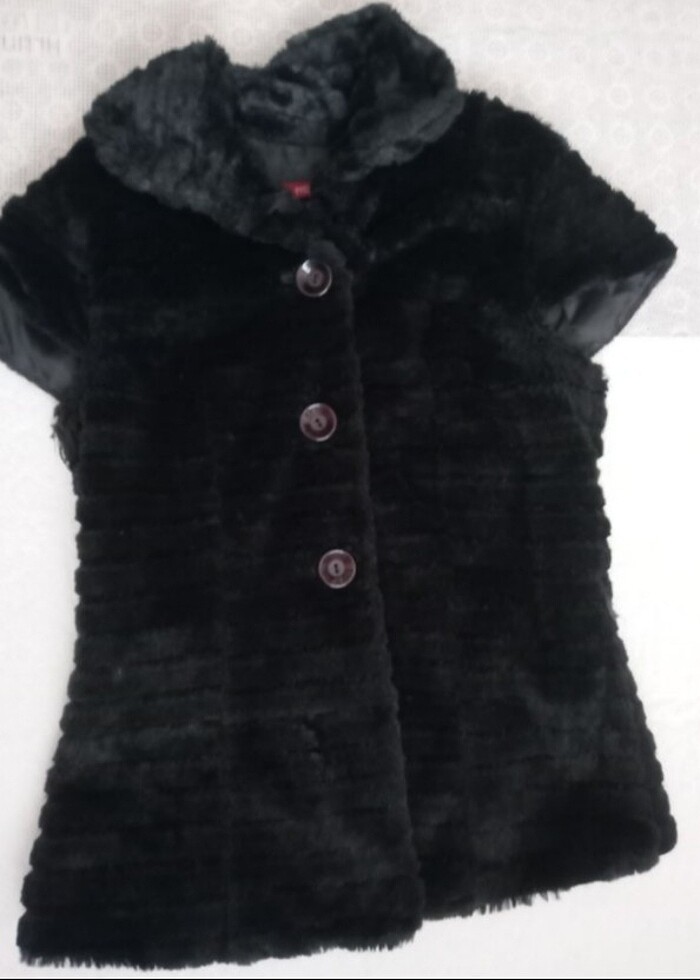 Peluş kürklü tüylü yelek - Görsel 2