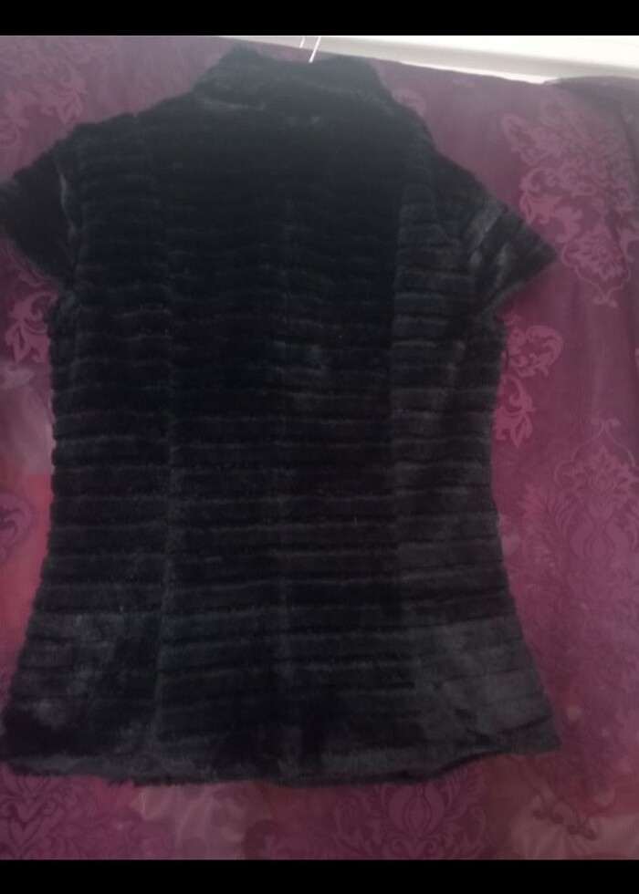 Peluş kürklü tüylü yelek - Görsel 4