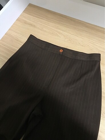 Kahverengi vintage çizgili pantalon