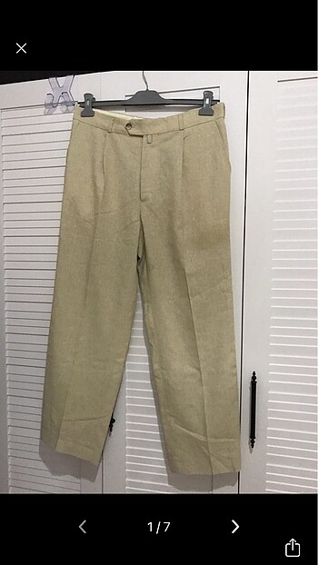 Bej Keten Pantalon