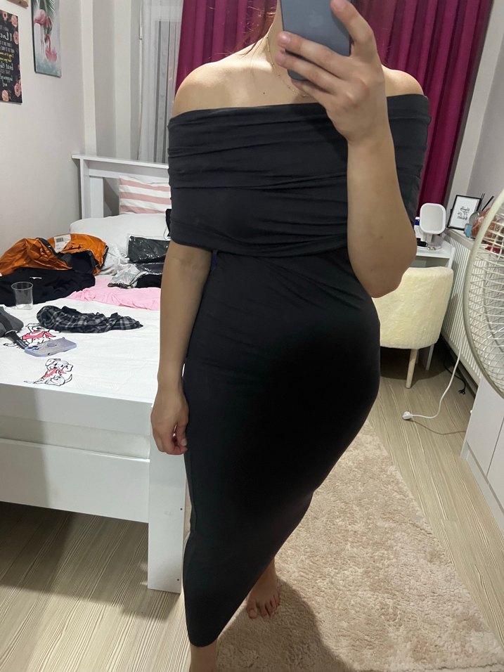 Gri Drapeli Uzun Elbise - Görsel 2