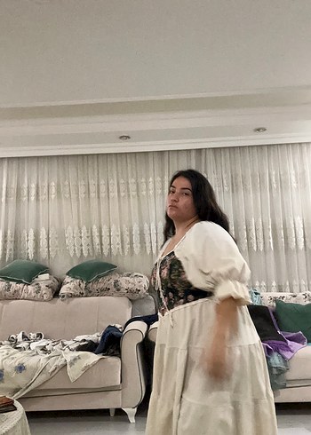 xxl Beden Bohem Etnik Desenli Midi Elbise