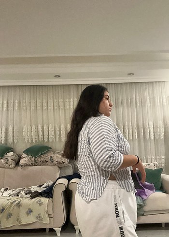 xl Beden Zebra Desenli Kadın Midi Gömlek