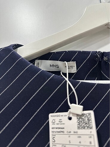 s Beden Mango çizgili kısa elbise