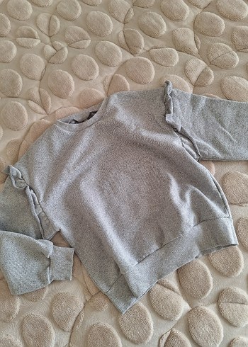 Gri simli kız çocuk sweatshirt