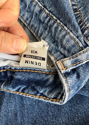 28 Beden mavi Renk Mavi Midi Boy Denim Kadın Pantolon
