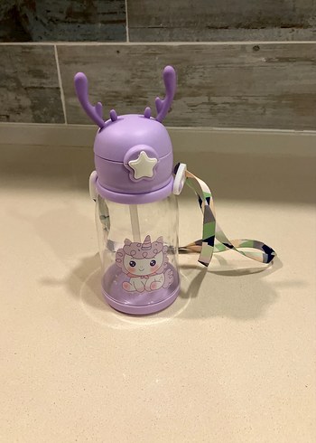 Mor Unicornlu Çocuk Su Şişesi - Görsel 2