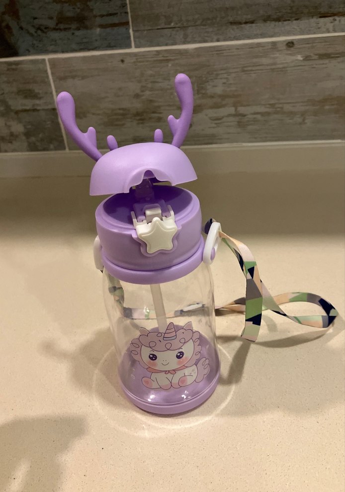 Mor Unicornlu Çocuk Su Şişesi - Görsel 3