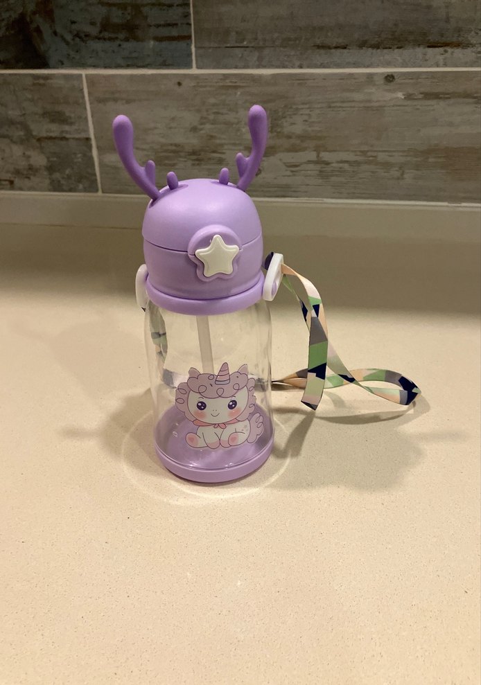 Mor Unicornlu Çocuk Su Şişesi - Görsel 2