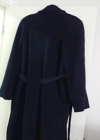 Lacivert Kadın Uzun Düğmeli Klasik Kaban - Görsel 4