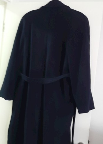 Lacivert Kadın Uzun Düğmeli Klasik Kaban - Görsel 3