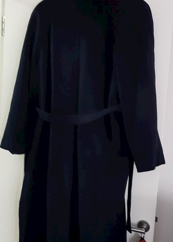 Lacivert Kadın Uzun Düğmeli Klasik Kaban - Görsel 2