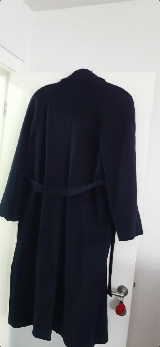 Lacivert Kadın Uzun Düğmeli Klasik Kaban - Görsel 4