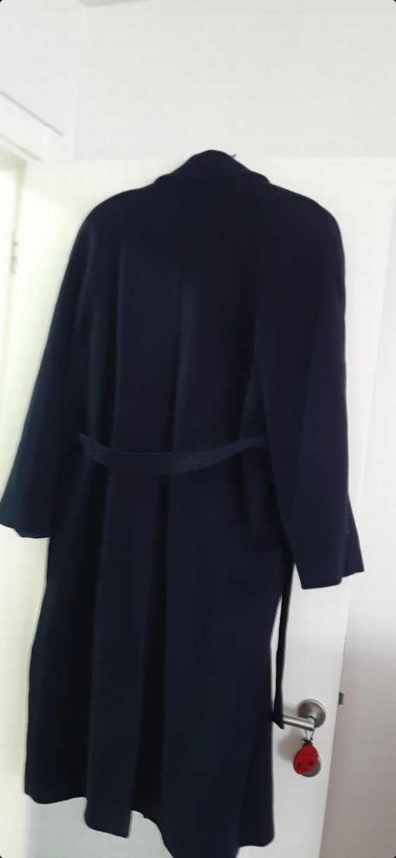 Lacivert Kadın Uzun Düğmeli Klasik Kaban - Görsel 3