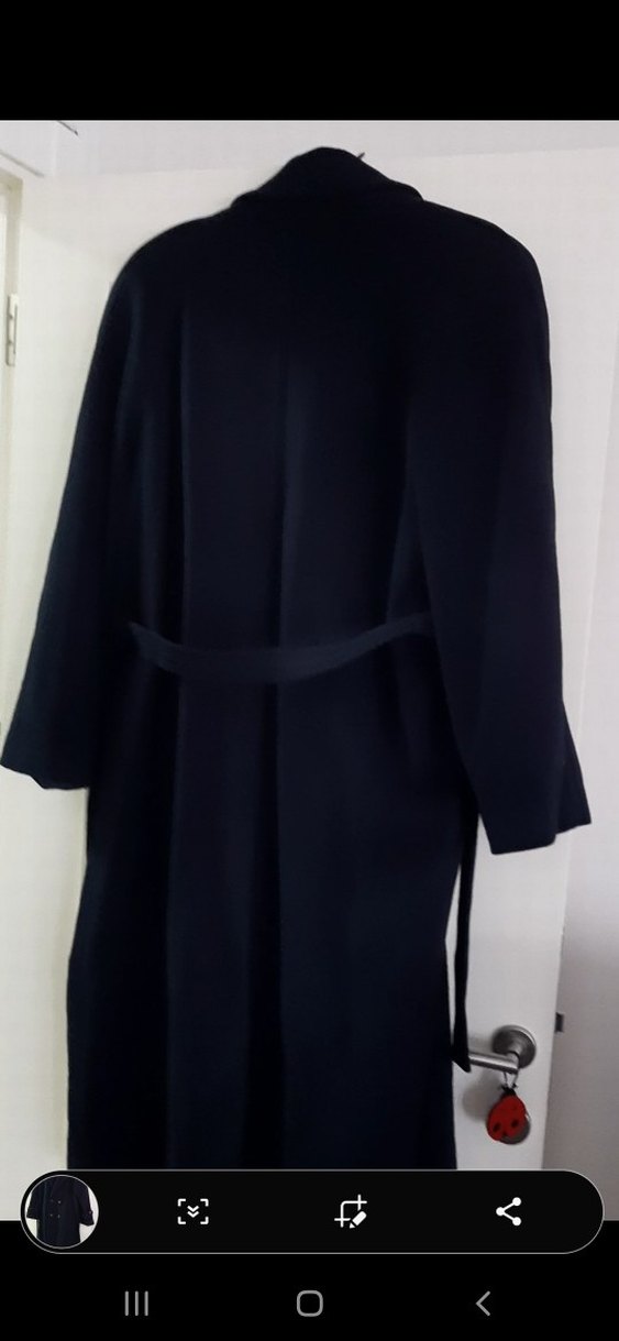 Lacivert Kadın Uzun Düğmeli Klasik Kaban - Görsel 2