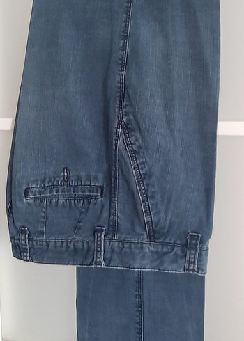 Erkek Lacivert Denim Kemerli Pantolon