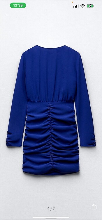 xl Beden mavi Renk Zara drape detaylı mini elbise