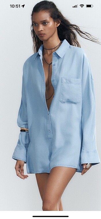 m Beden mavi Renk Zara akıcı denim tulum