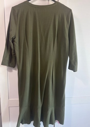 Nakışlı Haki Midi Elbise - Görsel 2