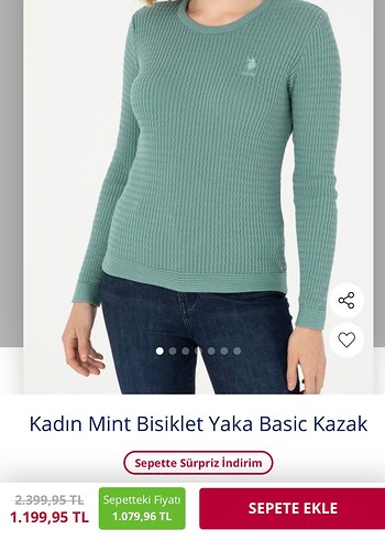 Kadın Mint Yeşili İnce Örgü Kazak - Görsel 2