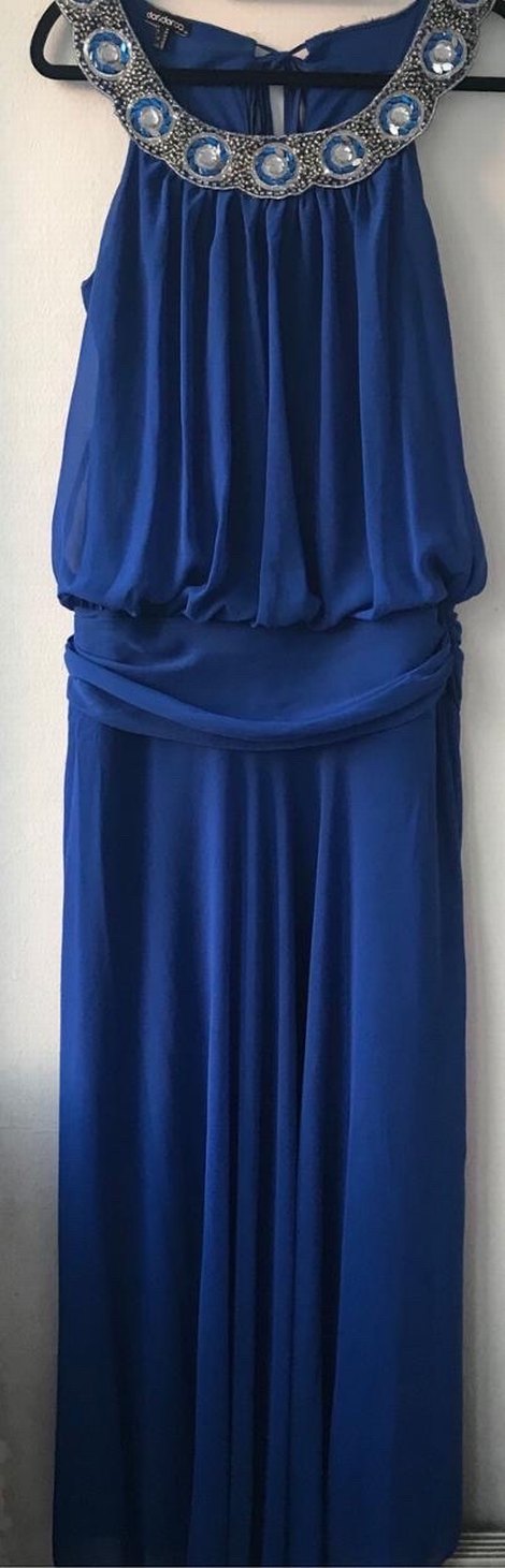 Boncuk İşlemeli Mavi Uzun Bohem Elbise - Görsel 2