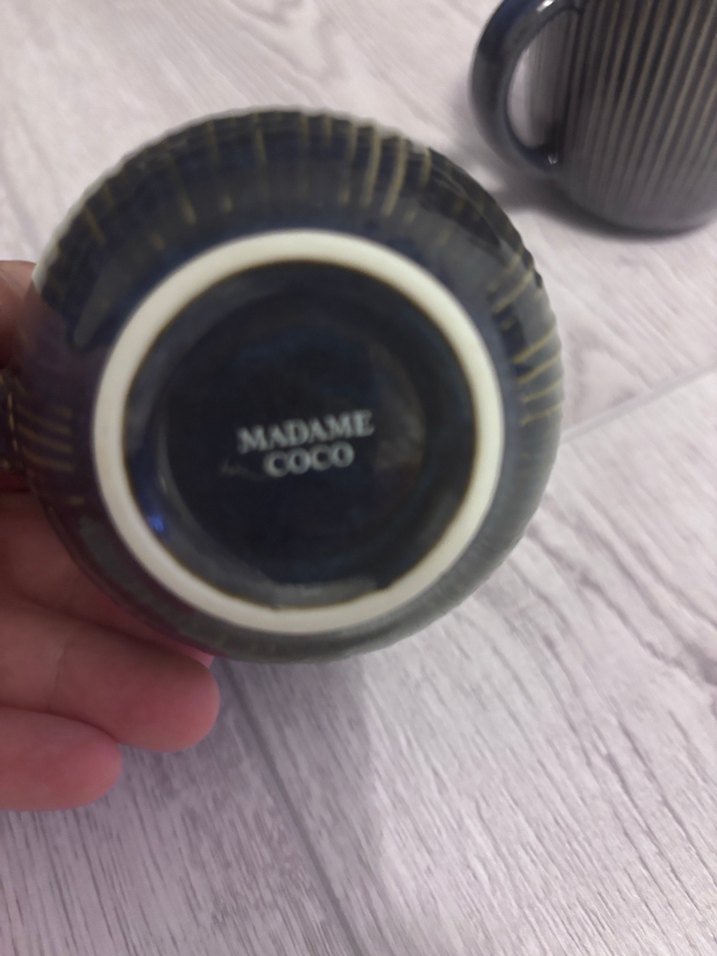 Koyu Mavi Çizgili Seramik Kupa Seti - Görsel 5