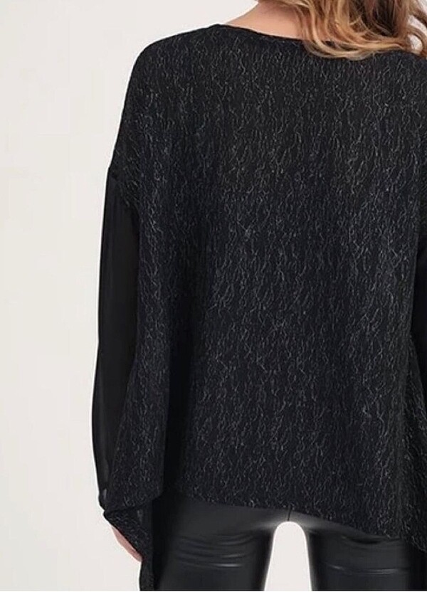 Kendinden simli geniş kalıp bluz - Görsel 2