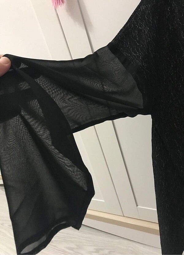 Kendinden simli geniş kalıp bluz - Görsel 3