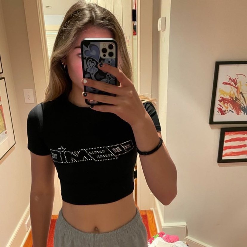 Siyah Kadın Mini Kısa Kollu Tişört - Görsel 2