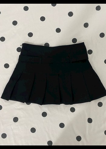 Bershka Kemerli Siyah Mini Etek