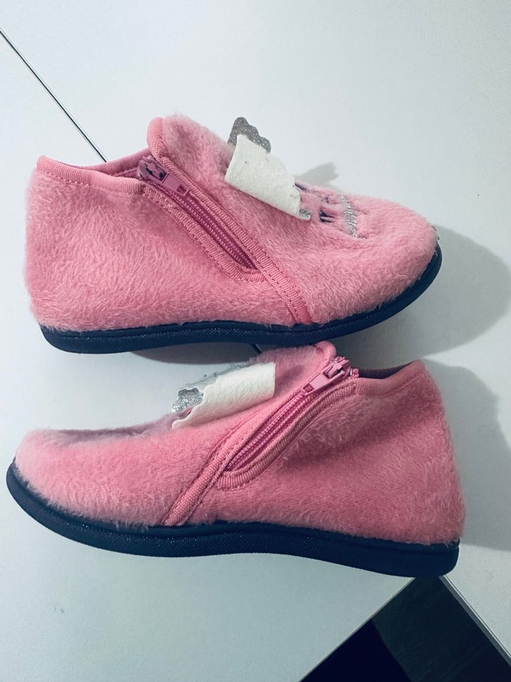 Kız Çocuk Pembe Sıcak Terlik Velcro - Görsel 3