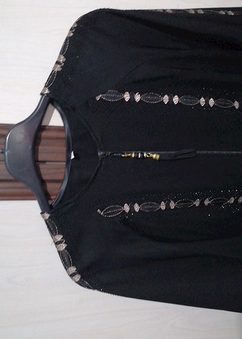 Kadın Siyah Nakışlı Uzun Kollu Uzun Elbise ince farace - Görsel 8