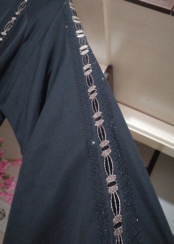 Kadın Siyah Nakışlı Uzun Kollu Uzun Elbise ince farace - Görsel 4