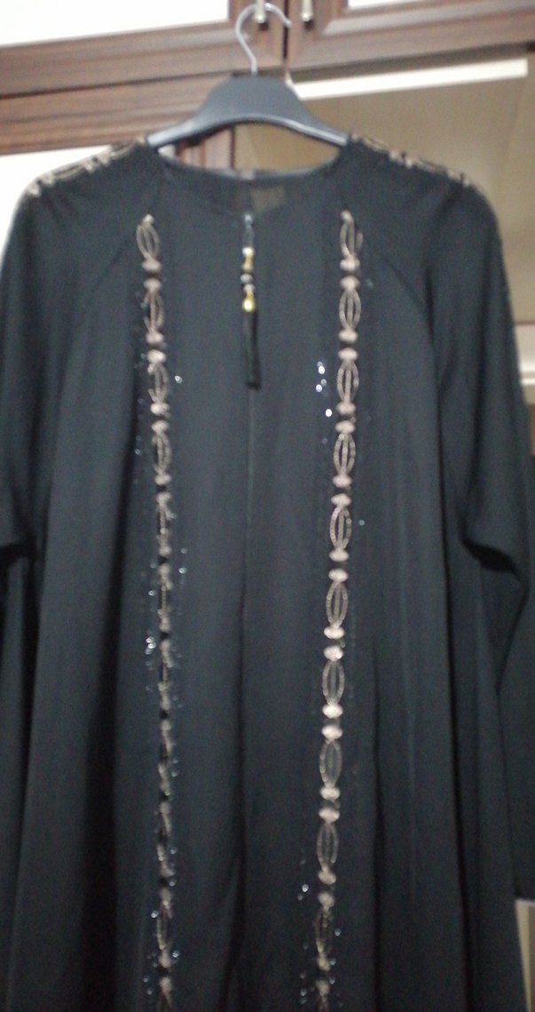 Kadın Siyah Nakışlı Uzun Kollu Uzun Elbise ince farace - Görsel 3