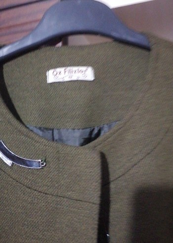 Kemerli Uzun Haki Kadın Kaban Öz filizler - Görsel 4