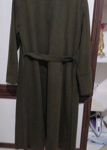 Kemerli Uzun Haki Kadın Kaban Öz filizler - Görsel 8