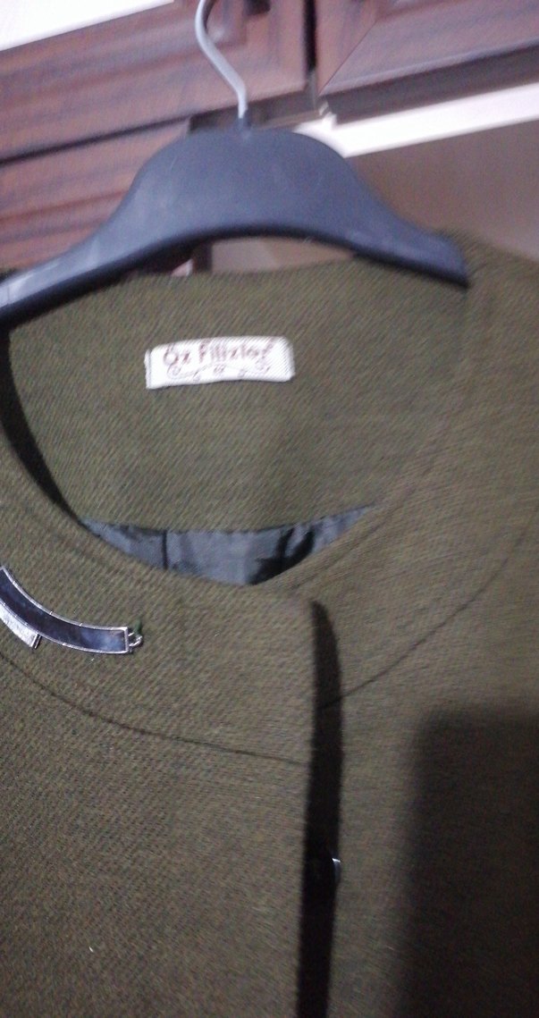 Kemerli Uzun Haki Kadın Kaban Öz filizler - Görsel 4