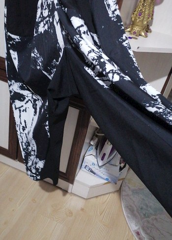 Siyah Beyaz Batik Desenli Kadın Şalvar Pantolon 44 beden 100 uz - Görsel 2