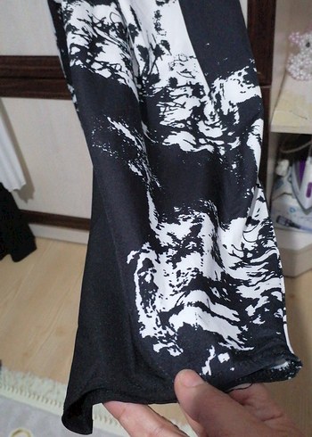 Siyah Beyaz Batik Desenli Kadın Şalvar Pantolon 44 beden 100 uz - Görsel 9