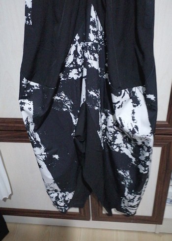 Siyah Beyaz Batik Desenli Kadın Şalvar Pantolon 44 beden 100 uz - Görsel 6