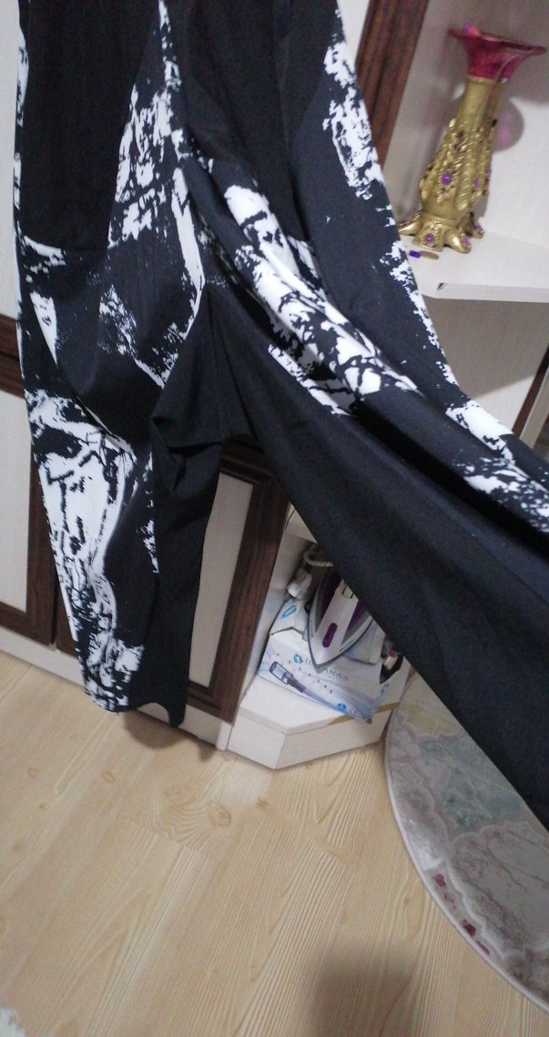 Siyah Beyaz Batik Desenli Kadın Şalvar Pantolon 44 beden 100 uz - Görsel 2