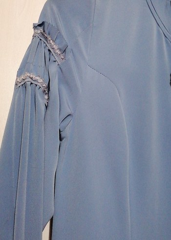 Mavi Uzun Kadın Elbise - Görsel 4