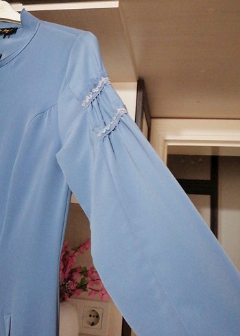 Mavi Uzun Kadın Elbise - Görsel 3