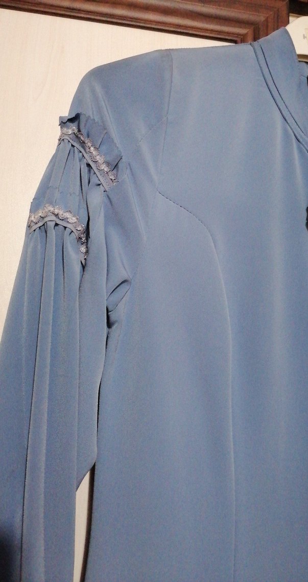 Mavi Uzun Kadın Elbise - Görsel 4