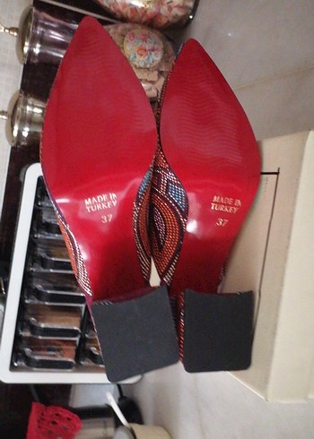 Boncuk İşlemeli Renkli Kadın Dolgu Topuk 6 st  Sabo Terlik 37nu - Görsel 4