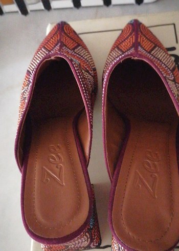 Boncuk İşlemeli Renkli Kadın Dolgu Topuk 6 st  Sabo Terlik 37nu - Görsel 5